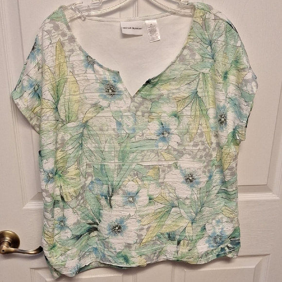 a. Alfred Dunner Green and Blue Boxy Blouse Size XL - Picture 1 of 3